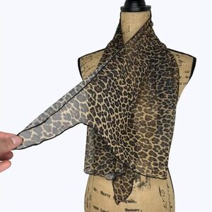 Leopard Animal Print Sheer Scarf Asymmetrical Lightweight Layer Cheetah Safari